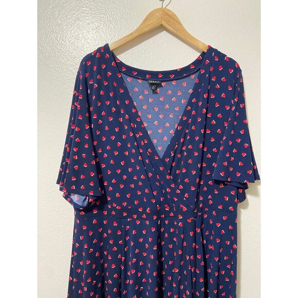 Torrid Women's Navy Blue Heart Midi Flutter Sleeve Dress Size 3x - Picture 3 of 8